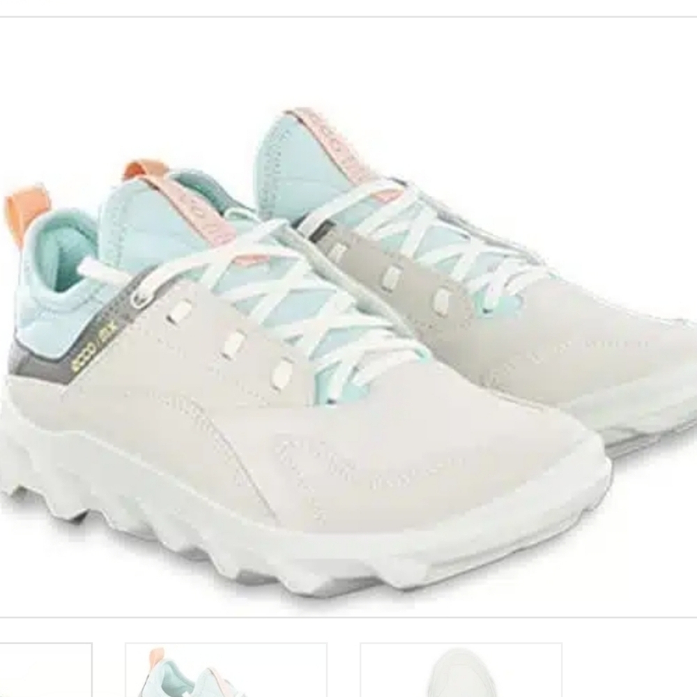 Ecco Womens MX Low Shoes Size 8-8 1/2 White/Eggshell Blue